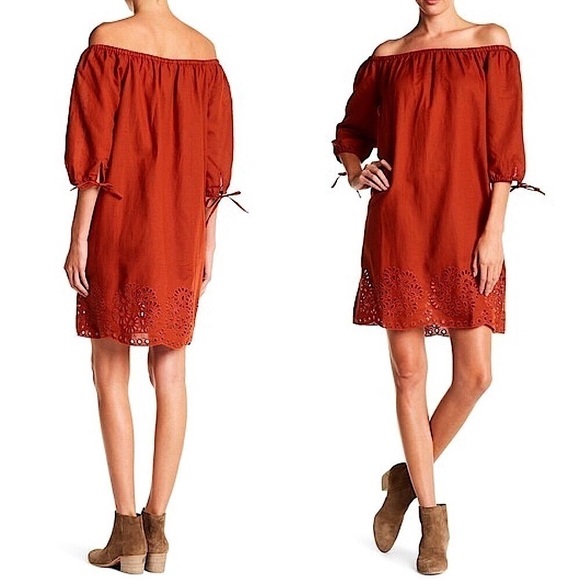 J. Crew Off The Shoulder Eyelet Dress - Picture 1 of 7